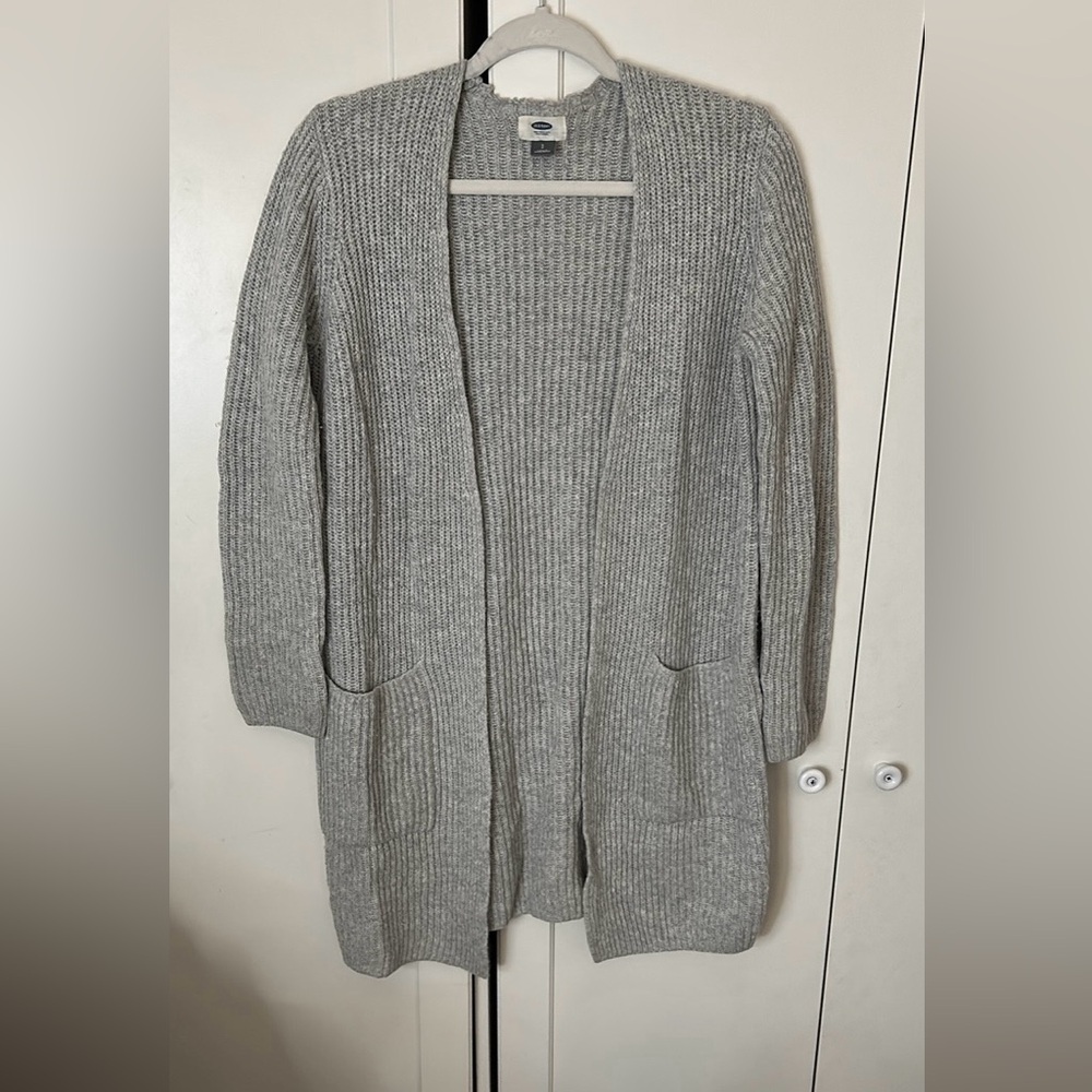 Old Navy Women’s Light Gray Woven Knit Pocket Cardigan Size Small
